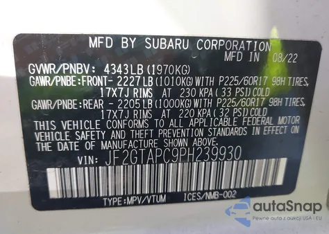 2023 Subaru Crosstrek Premium из США, поврежденный, VIN JF2GTAPC9PH239930